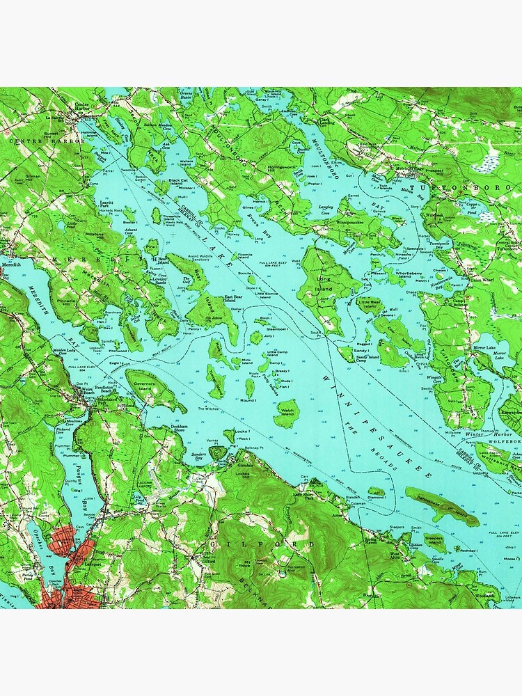Vintage Map of Lake Winnipesaukee (1956) by BravuraMedia