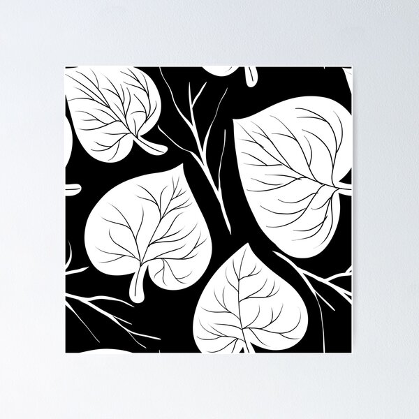 Item preview, Black and white leaf pattern designed and sold by nickardi.