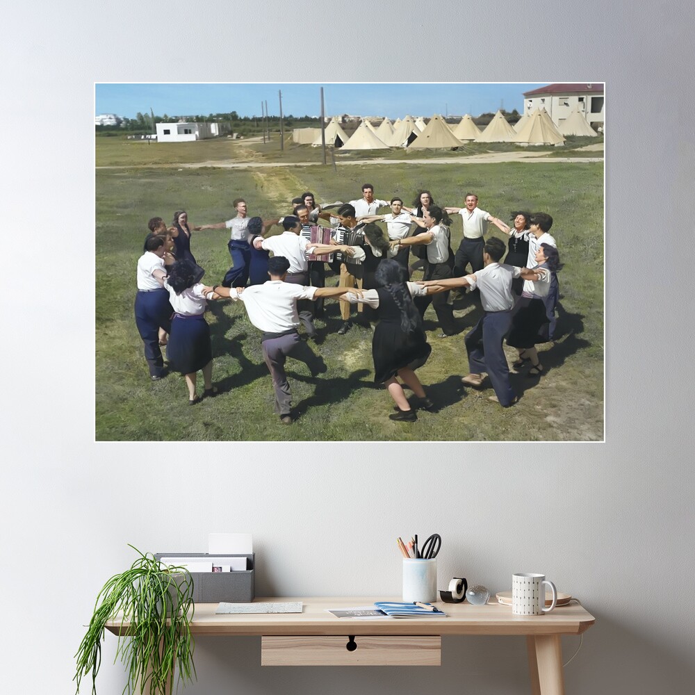 Israel, Kibbutz Dalia. Dancing the Hora. 1945. Poster