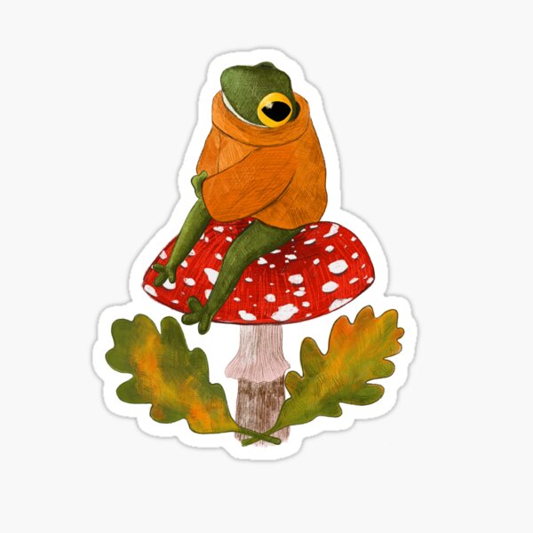 Frog Stack Vinyl Sticker, Cute Frogs and Mushrooms Sticker – Forager Vintage