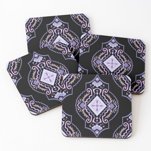 Item preview, Purple Floral Print with Black Background - Seamless Repeat Pattern designed and sold by SemDesigns1.