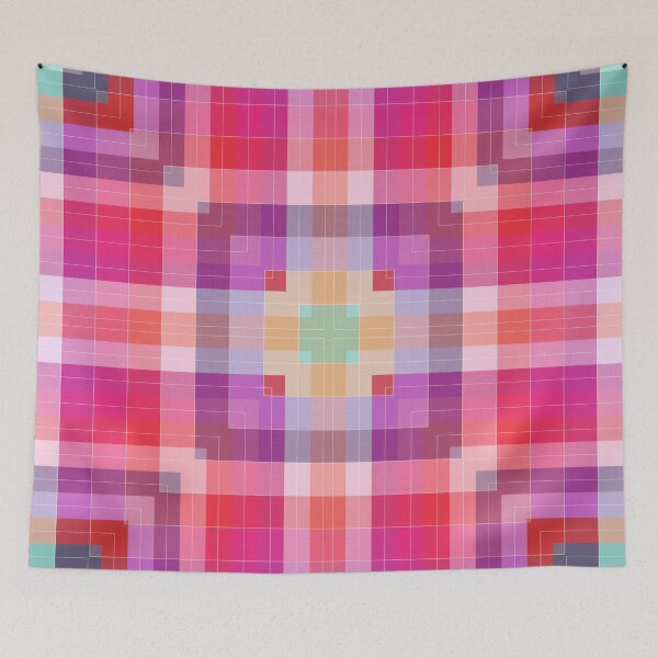 Item preview, Bright Pink Modern Plaid Geometric designed and sold by Kelly Dietrich Mandala & Fractal Art.