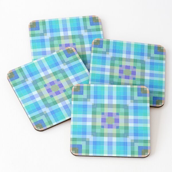 Item preview, Bright Blue Plaid Geometric designed and sold by Kelly Dietrich Mandala & Fractal Art.