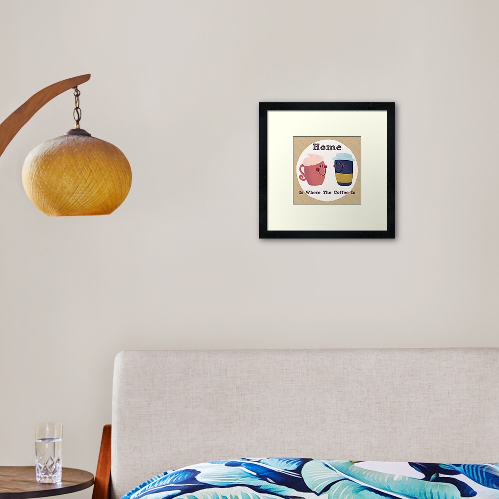 Cute Coffee Couple Framed Art Print