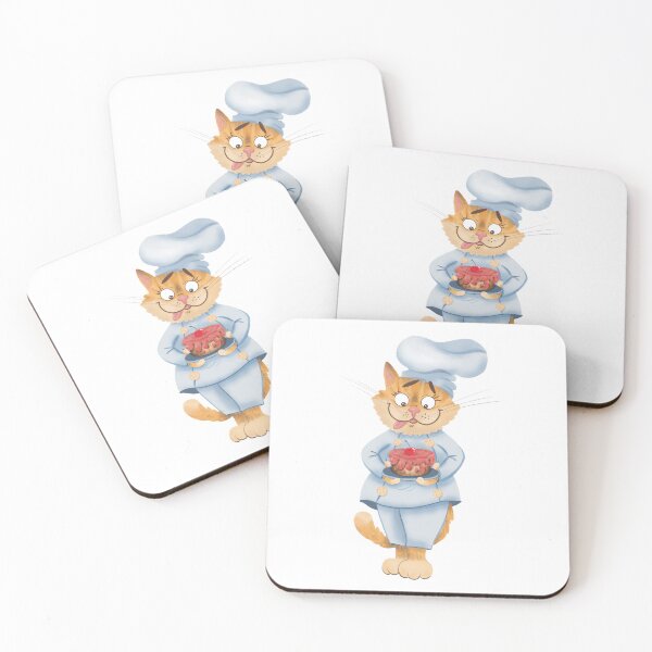 Item preview, Cat chef with a cherry cake designed and sold by Catsspirit.