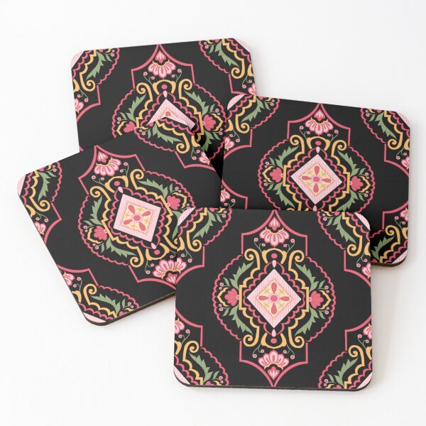 Item preview, Pink Floral Print With Black Background - Seamless Repeat Pattern designed and sold by SemDesigns1.