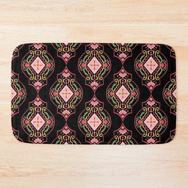 Item preview, Pink Floral Print With Black Background - Seamless Repeat Pattern designed and sold by SemDesigns1.