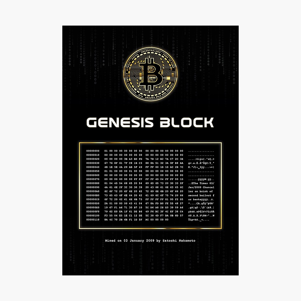 Genesis Block Bitcoin Art Board Print