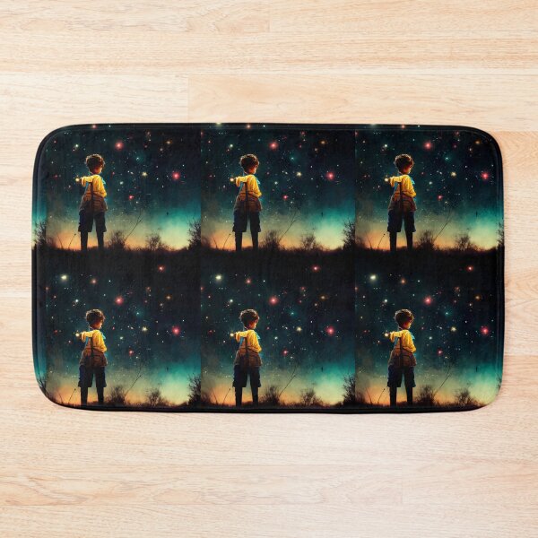 Item preview, a boy with a yellow raincoat gazing into the night sky designed and sold by ElMafioso1000.