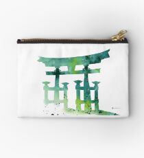 Torii gate silhiuettes watercolor art print painting Studio Pouch