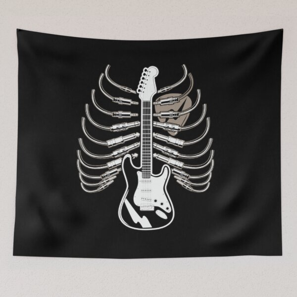 Item preview, * Guitar Skeleton With Plectrum At Its Heart Life Without Guitar Would B Flat - Guitarist Guitar - Guitar Player - Guitarists - Guitar Dad - Funny Guitar Quotes - Guitar Illustration T-shirts designed and sold by mebyme.