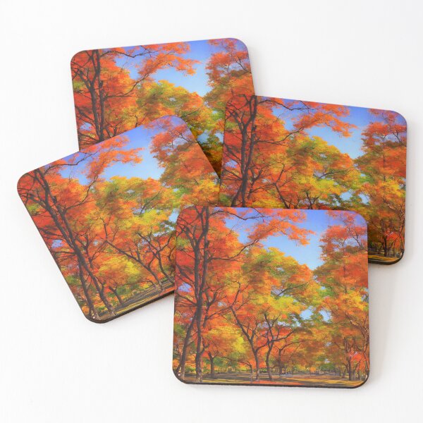 Item preview, A fall landscape of a park in anime background with warm color palate designed and sold by Art-of-AI.