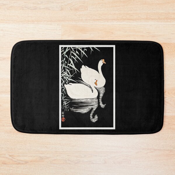 Item preview, White Chinese Geese Swimming by Reeds by (1928) Ohara Koson designed and sold by blackdogshop.