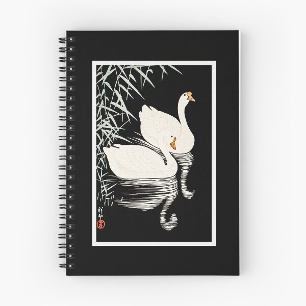 Item preview, White Chinese Geese Swimming by Reeds by (1928) Ohara Koson designed and sold by blackdogshop.
