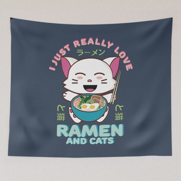Item preview, Kawaii Cat and Ramen - I Just Really Love Ramen and Cats designed and sold by Numero14.