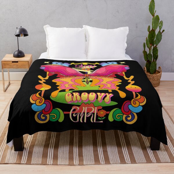 Item preview, Retro Stay Groovy Girl Butterfly Trippy Hippie Good Vibes Flower Child 60s 70s Aesthetic Art designed and sold by Cymphonyskar.