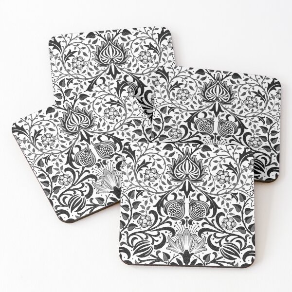 Item preview, Jacobean Floral Damask, Black, White and Gray designed and sold by Marymarice.