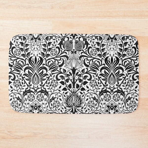 Item preview, Jacobean Floral Damask, Black, White and Gray designed and sold by Marymarice.