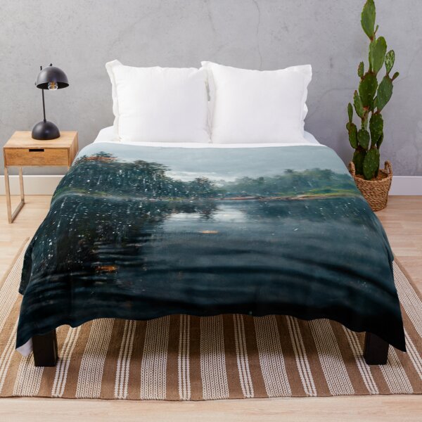 Item preview, Foggy Lake Falling Raindrops On A Rainy Autumn Day designed and sold by Unwind-Art-Work.