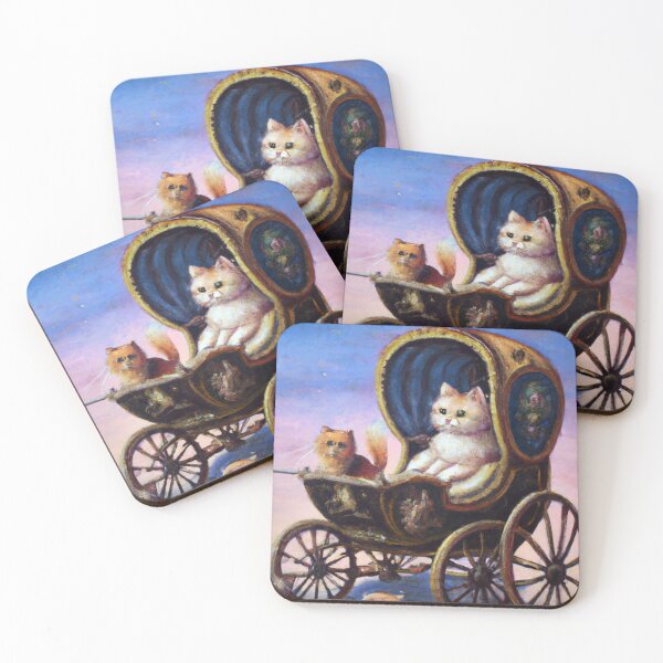 Artikelvorschau, Felicity und Addy the Cats fahren in einer Kutsche (Romantik) entworfen und verkauft von thecatandkettle.