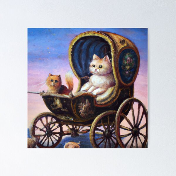 Item preview, Felicity and Addy the Cats, riding in a carriage (Romanticism) designed and sold by thecatandkettle.