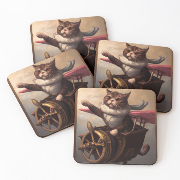 Item preview, Archimedes the Cat, inventor of the flying machine (Romanticism) designed and sold by thecatandkettle.