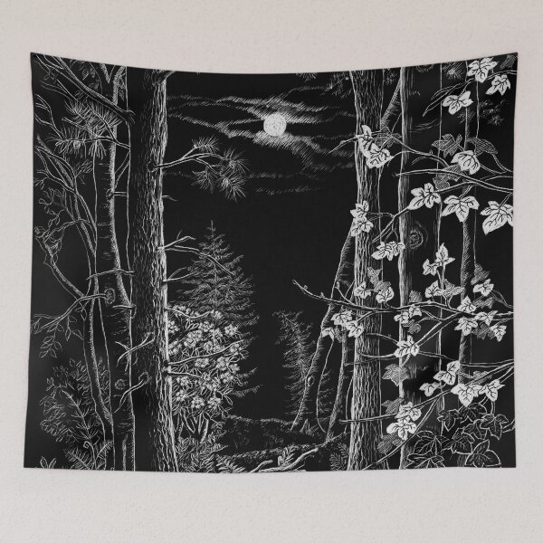 Item preview, Moonlight Woodland (scraperboard) designed and sold by Painting By Nature.
