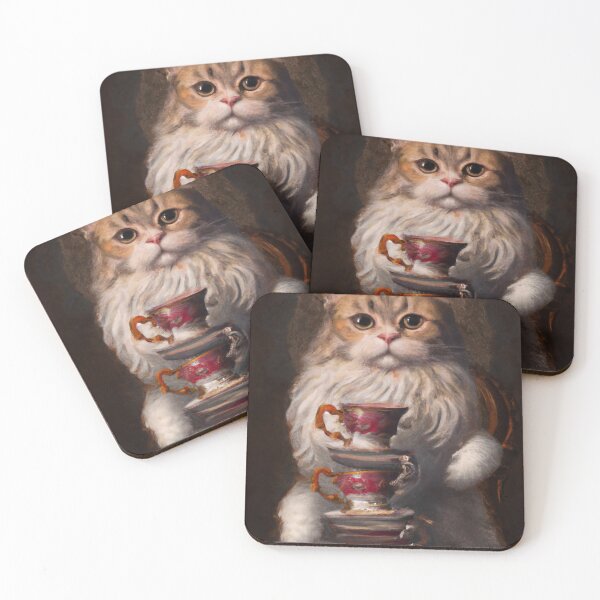 Item preview, Beans the Cat, holding teacups (Baroque) designed and sold by thecatandkettle.