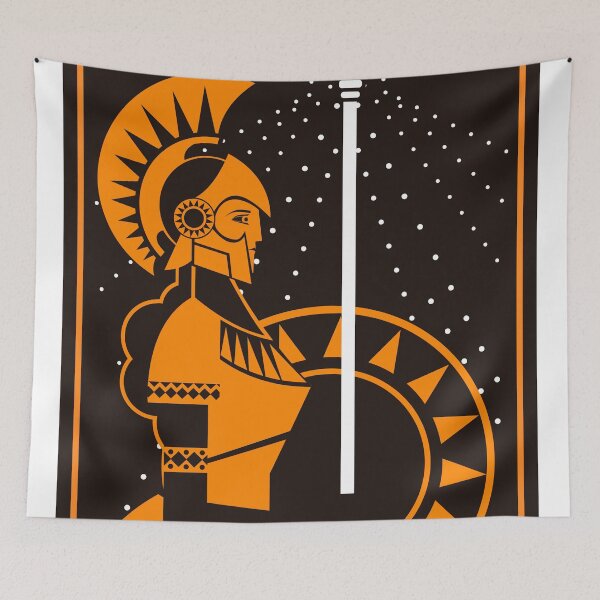 Item preview, palas athena minerva greek roman mythology goddess orange and black old plate painting designed and sold by matintheworld ( delcarmat ).