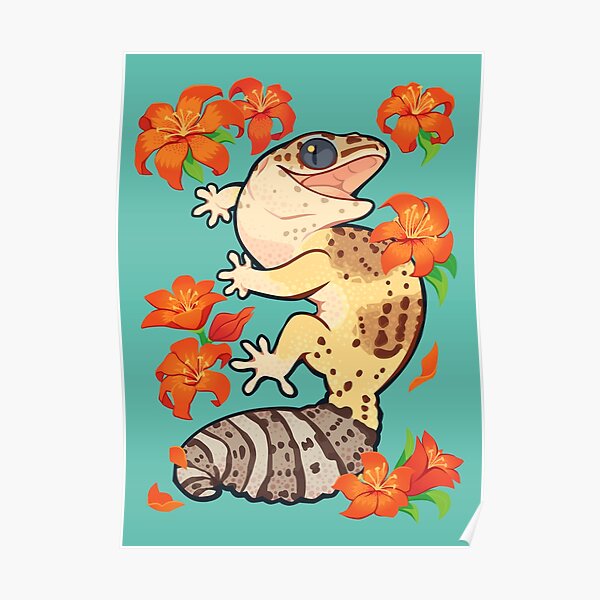 Fire lily gecko Poster