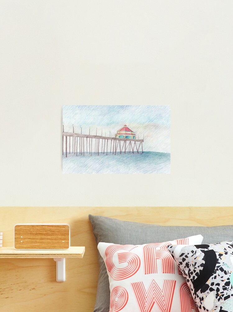 Thumbnail 1 of 3, Photographic Print, Pier at Huntington Beach, California designed and sold by laviniamorozan.