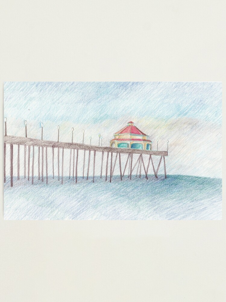 Thumbnail 2 of 3, Photographic Print, Pier at Huntington Beach, California designed and sold by laviniamorozan.