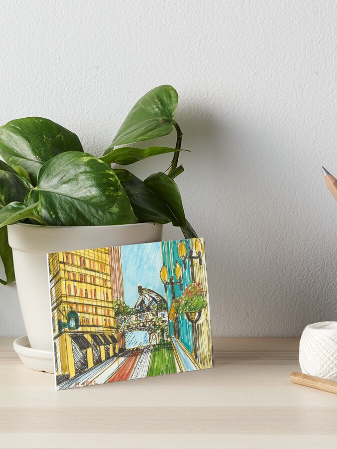 Thumbnail 1 of 2, Art Board Print, Chicago Street View designed and sold by laviniamorozan.