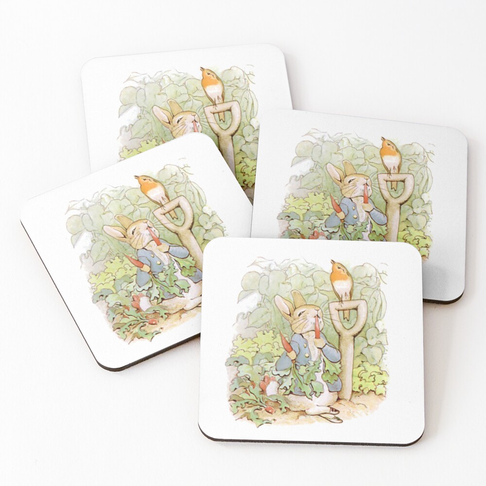 Peter Rabbit Steals Carrots Coasters (Set of 4)