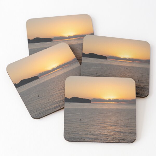 Item preview, Sea water and golden sky at sunrise, Mediterranean coast designed and sold by Adriana Mueller.