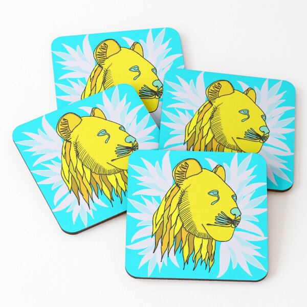 Item preview, Golden lioness and lotus flowers  designed and sold by LynseysArtShop.