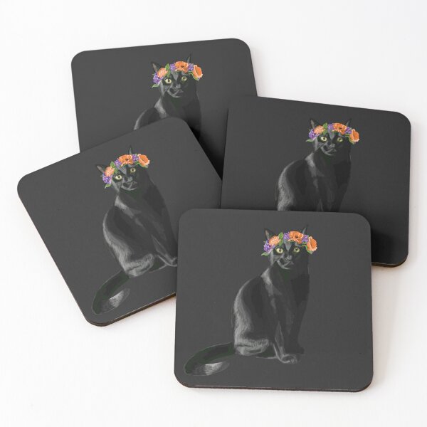 Item preview, Black Cat Portrait designed and sold by DrawBotanical.