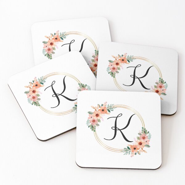 Artikelvorschau, Monogrammbuchstabe K | Koralle Blumenmuster entworfen und verkauft von JustSeasons.