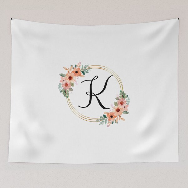 Artikelvorschau, Monogrammbuchstabe K | Koralle Blumenmuster entworfen und verkauft von JustSeasons.