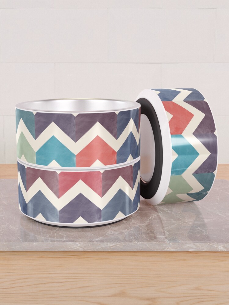 Alternate view of Watercolor Chevron Pattern Pet Bowl
