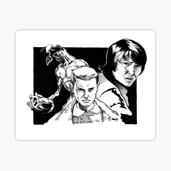 Eleven, Mike, and the Demogorgon Sticker