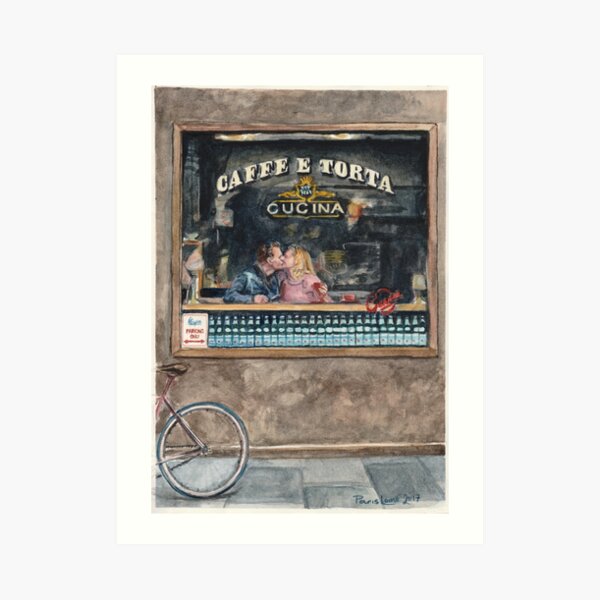 Cafe Kisses Art Print