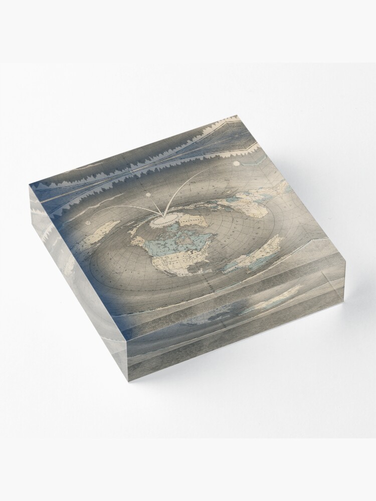 Alternate view of Flat Earth Map Acrylic Block
