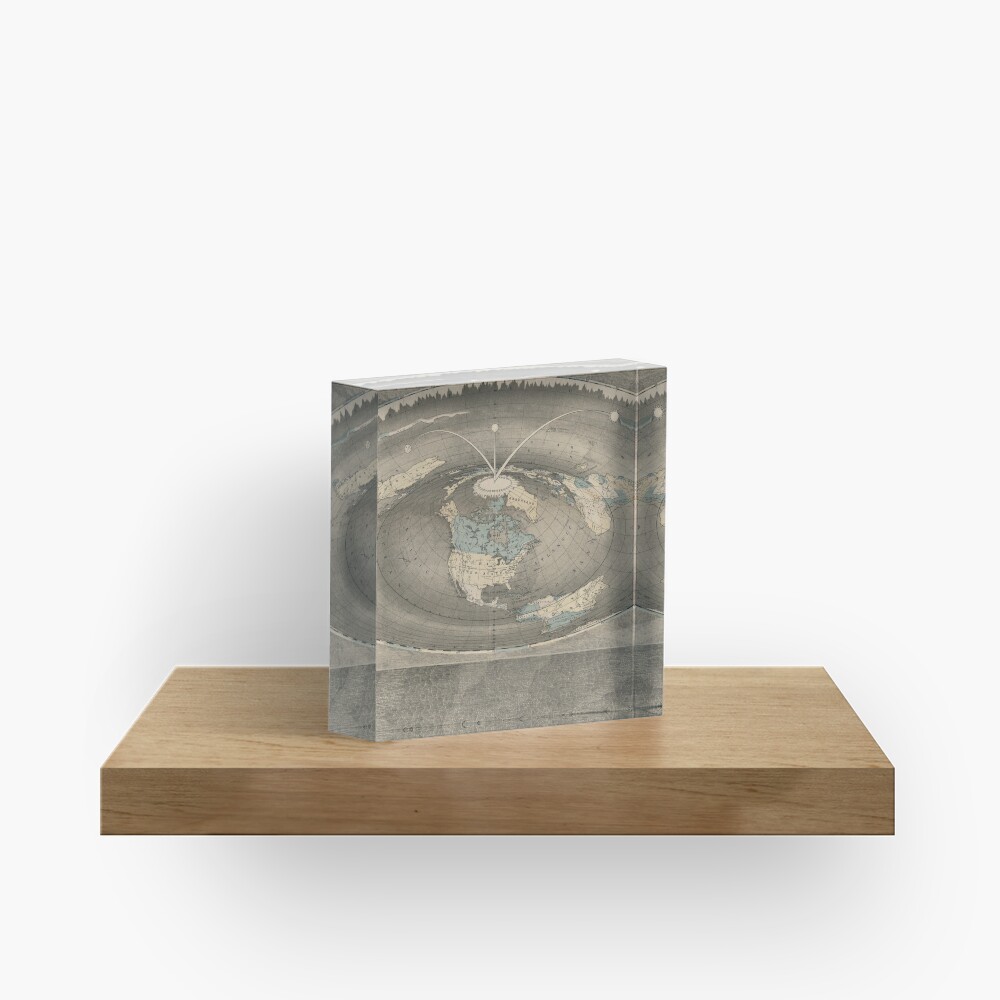 Flat Earth Map Acrylic Block