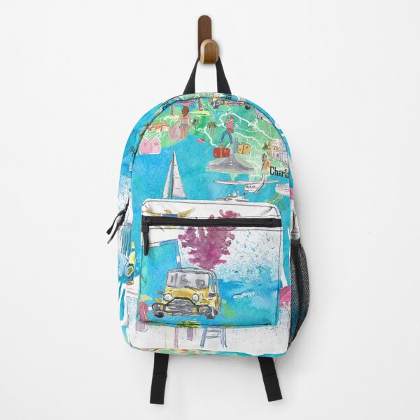 Item preview, Saint Thomas USVI Illustrated Travel Map with Roads and Tourist Highlights designed and sold by artshop77.