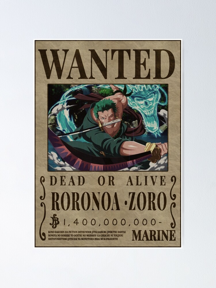 Pegatina Roronoa Zoro One Piece Zoro Pirate Hunter Bounty Poster De My Xxx Hot Girl 