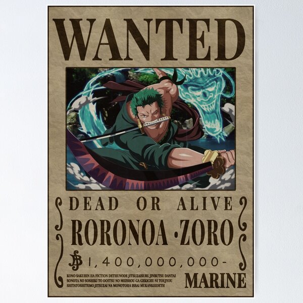 ONE PIECE Parchemin One Piece Avis de recherche Zoro (33x49)