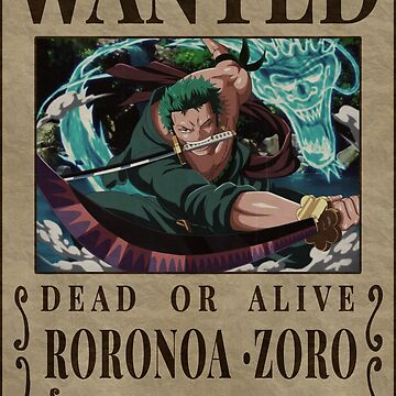 Roronoa Zoro One Piece Zoro Pirate Hunter Bounty Poster
