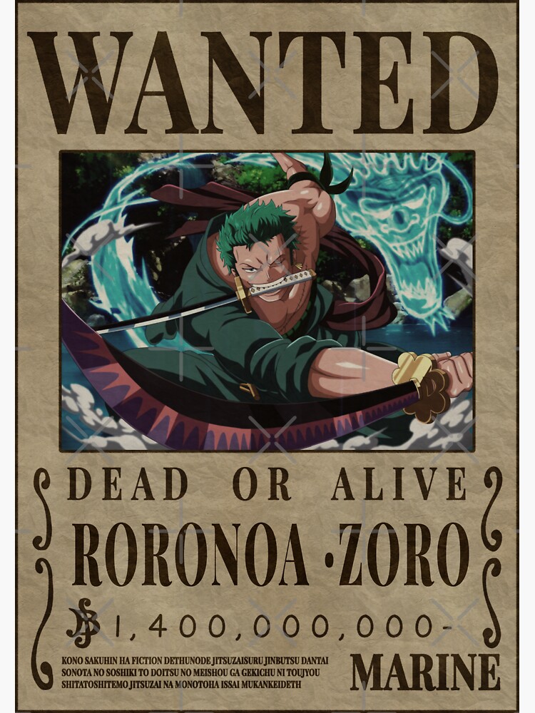 One Piece anime Wanted Poster — Roronoa Zoro Bounty official merch -  Official One Piece Store - Medium