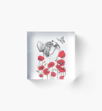 Pug in flowers Acrylic Block